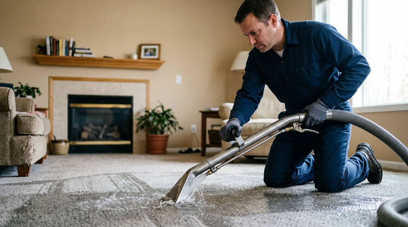 Water damage restoration technician working near Whittier, AK